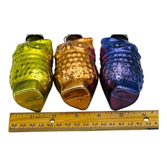 Owls Two’s Company Vintage Metallic Naturally Distressed Christmas Ornaments 4” - Picture 2 of 7